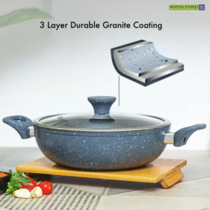 5 piece granite non-stick cookware set with bamboo utensils