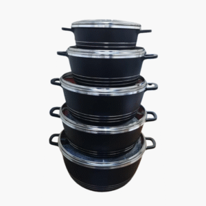 5 piece non-stick cookware pot set with glass lids