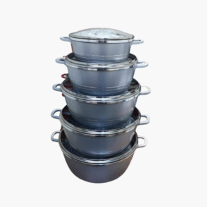 5 piece non-stick cookware pot set with glass lids