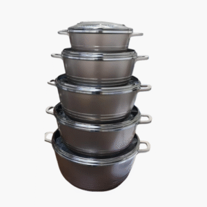 5 piece non-stick cookware pot set with glass lids