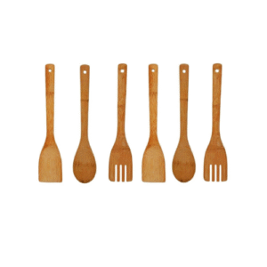 6 piece bamboo kitchen utensil set with spoons and turners