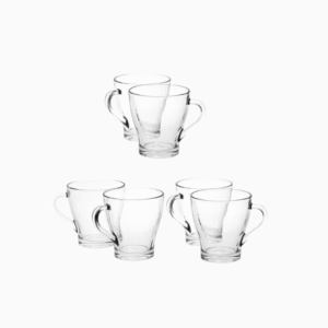 6 piece set of insulated thick glass coffee and tea mugs