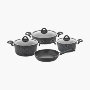 7 piece black granite non-stick cookware set