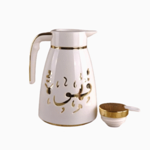 1 litre gold and white Arabic tea thermos vacuum coffee pot