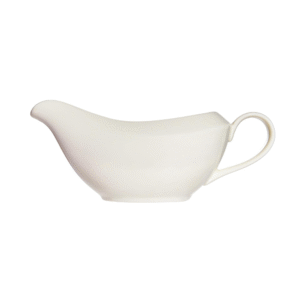 White ceramic kitchen jug and sauce server with handle