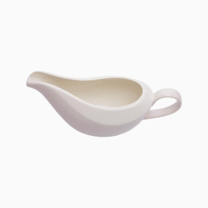 White ceramic kitchen jug and sauce server with handle
