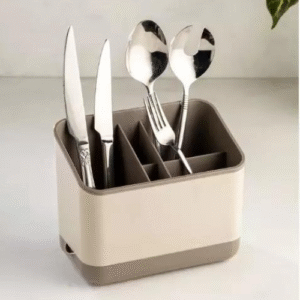 Divided countertop cutlery storage organizer and utensil holder