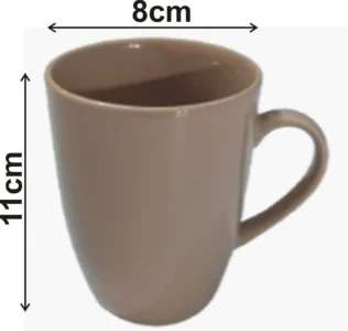 Set of 6 brown ceramic porcelain coffee mugs 310ml