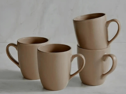 Set of 6 Coffee Mugs, Heat-resistant BROWN CERAMIC Porcelain Mug Best Gift, 310ml