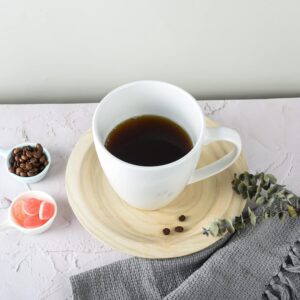 Set of 6 white ceramic porcelain coffee mugs 310ml