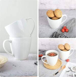 Set of 6 white ceramic porcelain coffee mugs 310ml
