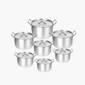 7 piece aluminium cookware casserole and stockpot set
