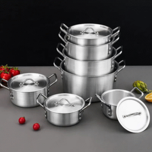 7 piece aluminium cookware casserole and stockpot set