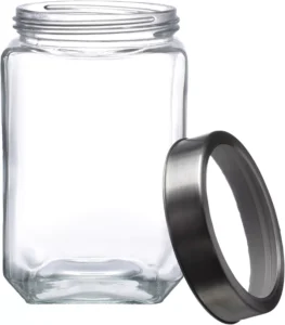 Transparent airtight glass food storage jar with lid