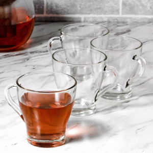 Set of 6 cosy glass coffee and tea mugs 250ml