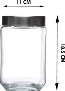 Transparent airtight glass food storage jar with lid