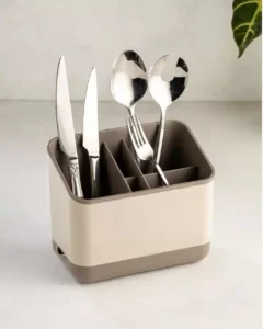 Divided countertop cutlery storage organizer and utensil holder