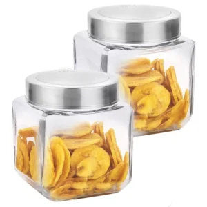 Transparent airtight glass food storage jar with lid