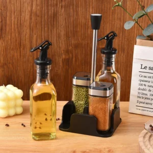 5 piece glass olive oil and vinegar dispenser cruet set