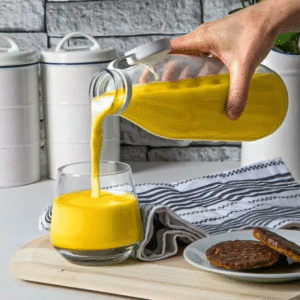 Pack of 3 one litre glass milk bottles with lids