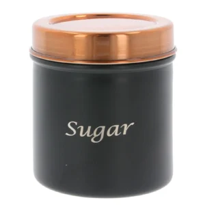 Set of 3 matt black tea, coffee and sugar canisters