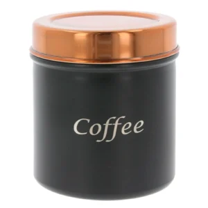 Set of 3 matt black tea, coffee and sugar canisters