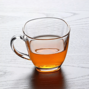 Set of 6 clear square rim glass coffee mugs