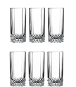 Set of 6 heavy crystal cut tumbler glasses with crystal base