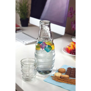 Clear glass carafe jug and tumbler drink set