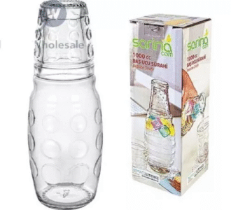 Clear glass carafe jug and tumbler drink set