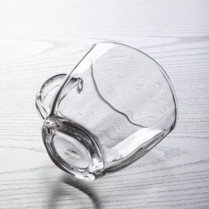 Set of 6 clear square rim glass coffee mugs