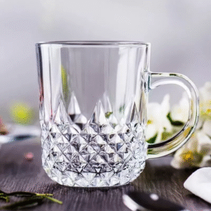 Set of 6 deli crystal glass coffee mugs 240ml