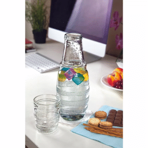 1 litre clear bedside carafe jug with matching glass tumbler