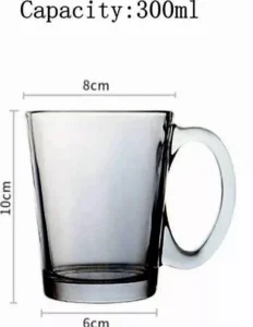 Set of 6 Nordic charcoal glass coffee mugs with wide handles