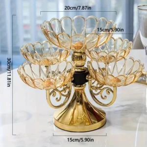 Large multi-layer luxury snack tray with golden accents
