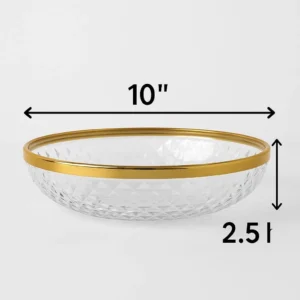 Set of 3 gold trim acrylic glass bowls and plates