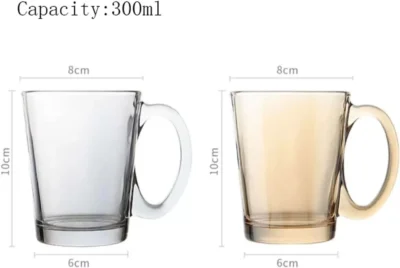 Set of 6 Nordic charcoal glass coffee mugs with wide handles