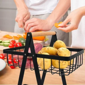 Modern 2 tier hanging wire fruit basket bowl