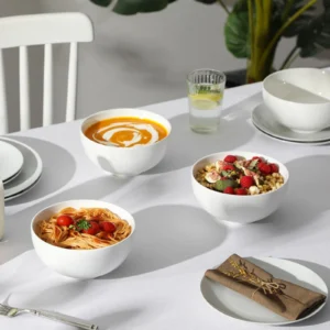 48 piece white melamine stackable bowls bulk set