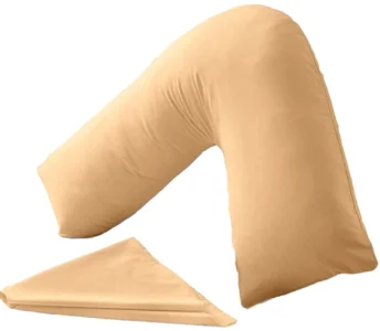 Latte cotton sateen orthopedic V pillowcase, 350 thread count