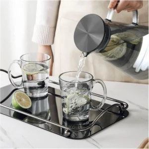 Set of 6 Nordic charcoal glass coffee mugs with wide handles