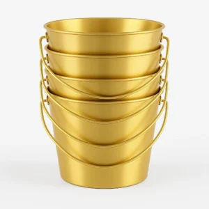 Set of 4 golden multi-purpose flower, ice and fries buckets