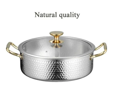 Silver hammered 26cm Italian stainless steel hot pot