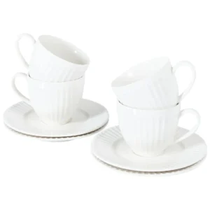 12 piece white porcelain coffee plisse cup and saucer set