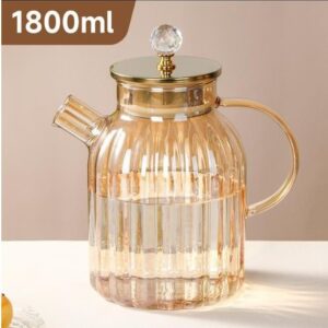 Luxury amber glass tea set with teapot and cups, 7 pieces