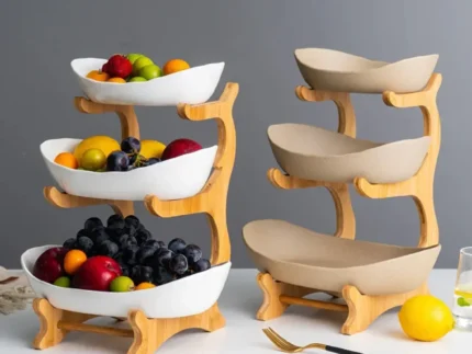 Luxury 3-Tier Plastic Fruit Bowl Stand