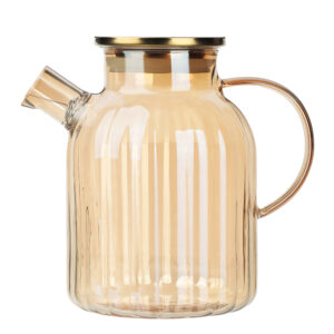 Luxury amber glass tea set with teapot and cups, 7 pieces