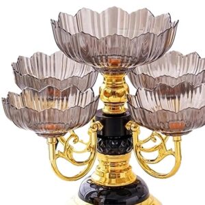 Luxury 5-bowl lotus design fruit plate stand