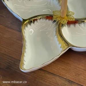 Luxury 4-section snack serving plate with handle