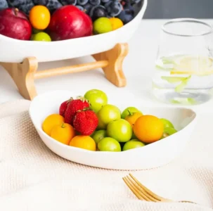 Luxury 3-tier plastic fruit bowl stand for kitchen storage